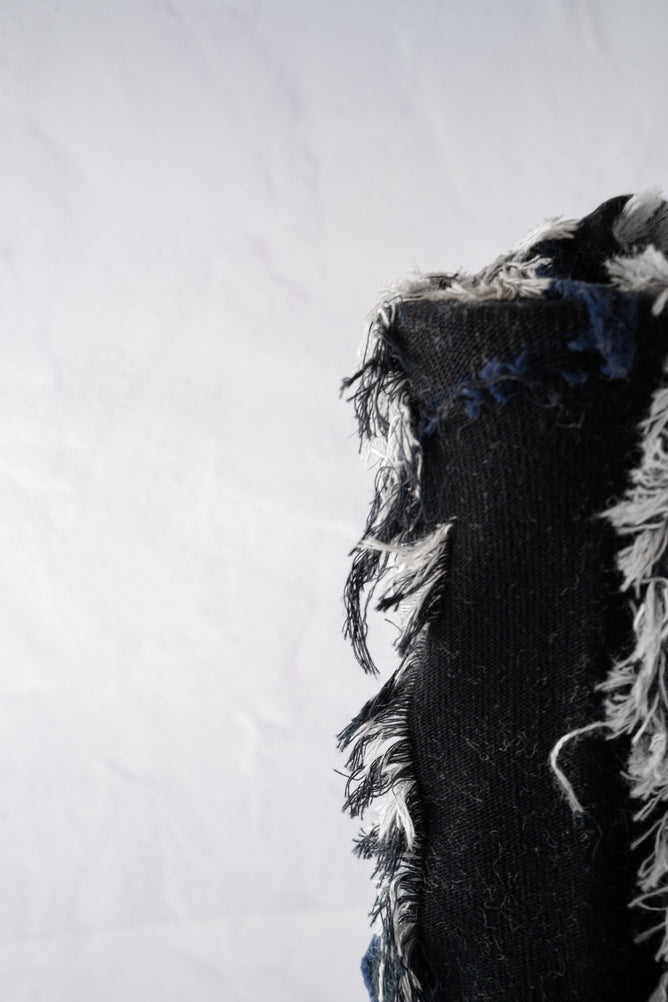 Moyuru Fringe Detail Socks, Black and Gray 