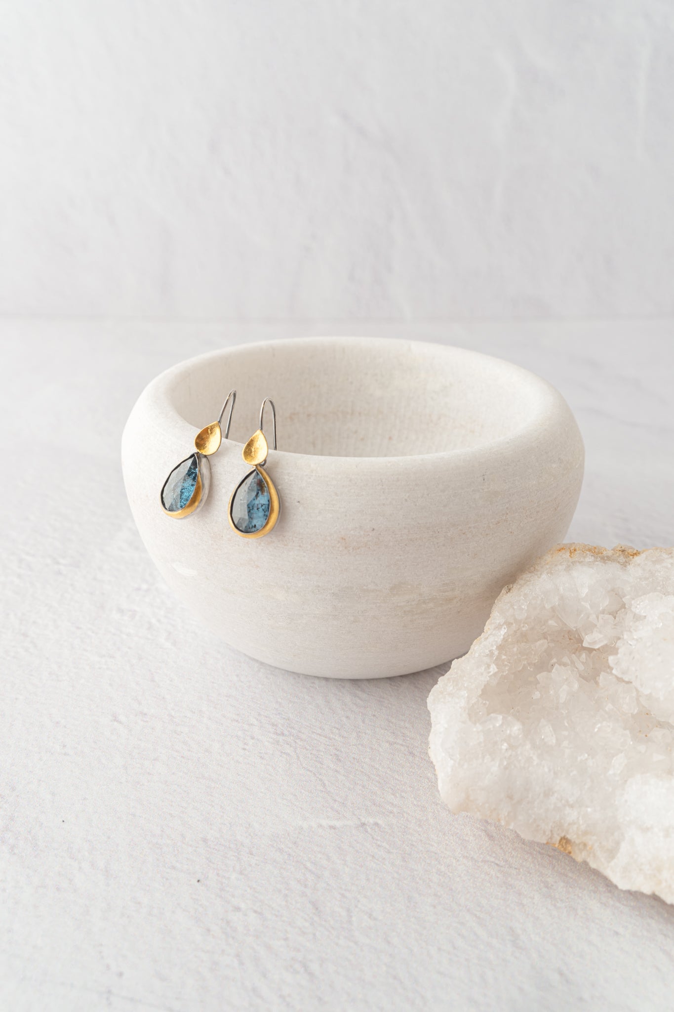 Austin Titus Studio Teardrop Dangle Earrings,Teal Kyanite 