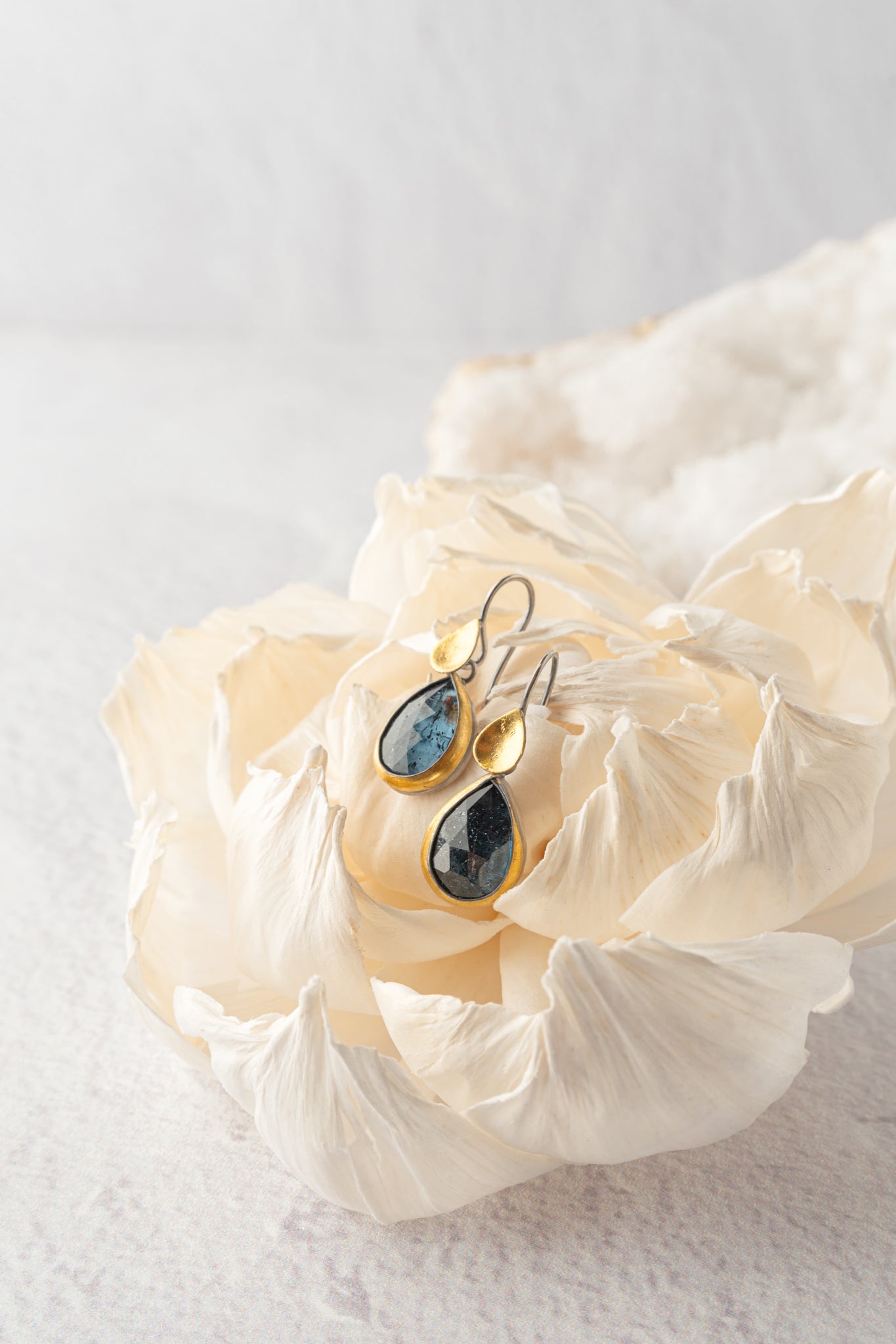 Austin Titus Studio Teardrop Dangle Earrings,Teal Kyanite 