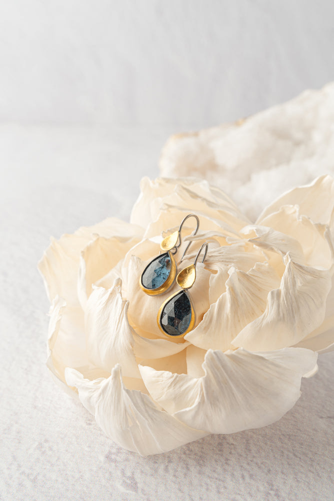 Austin Titus Studio Teardrop Dangle Earrings,Teal Kyanite 