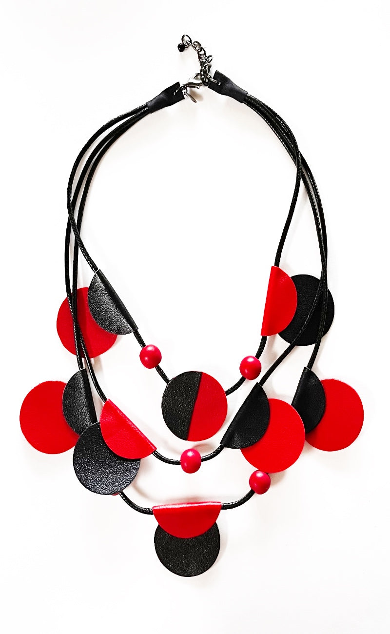 Sylca Designs Verona Leather Necklace, Red One Size 