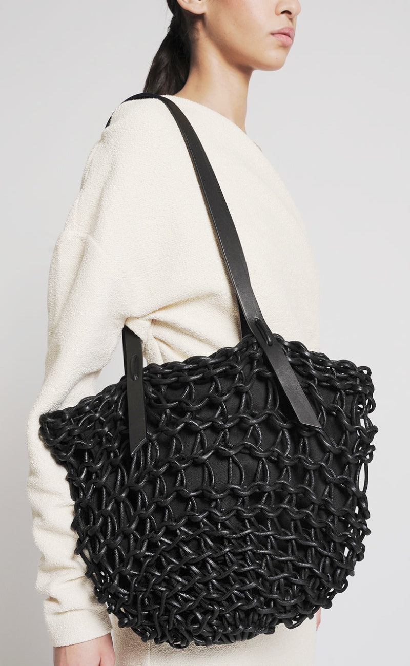 Alienina Vittoria Woven Shoulder Bag, Black One Size Black