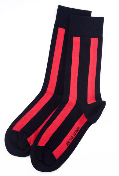 Love Sock Company LSC Vertical Stripe Socks, Black/Red 