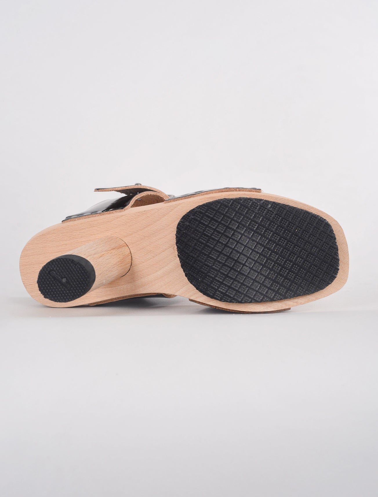 Trippen Shoes Hoppla Wood Sandal, Black Patent 