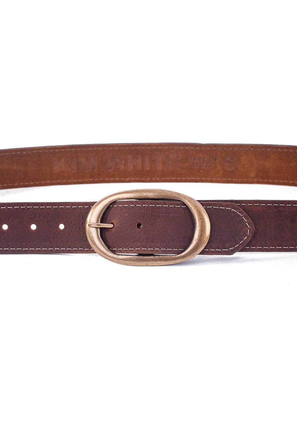 Kim White Oval Classic Belt, Rusty Brown 