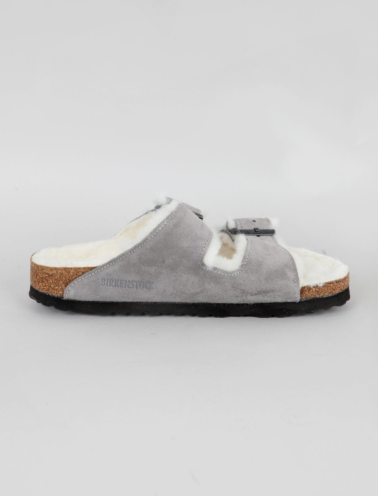 Birkenstock Arizona Shearling Sandal, Stone Suede 