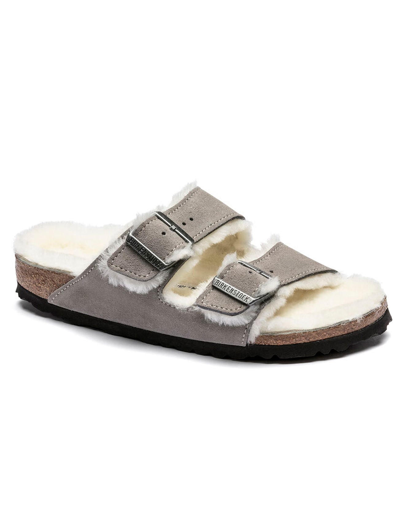 Birkenstock Arizona Shearling Sandal, Stone Suede 