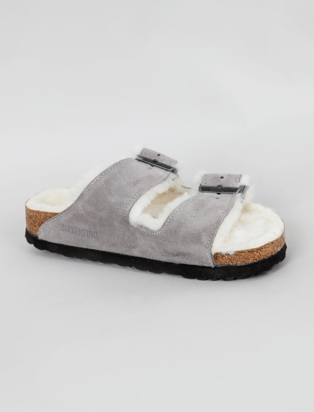 Birkenstock Arizona Shearling Sandal, Stone Suede 