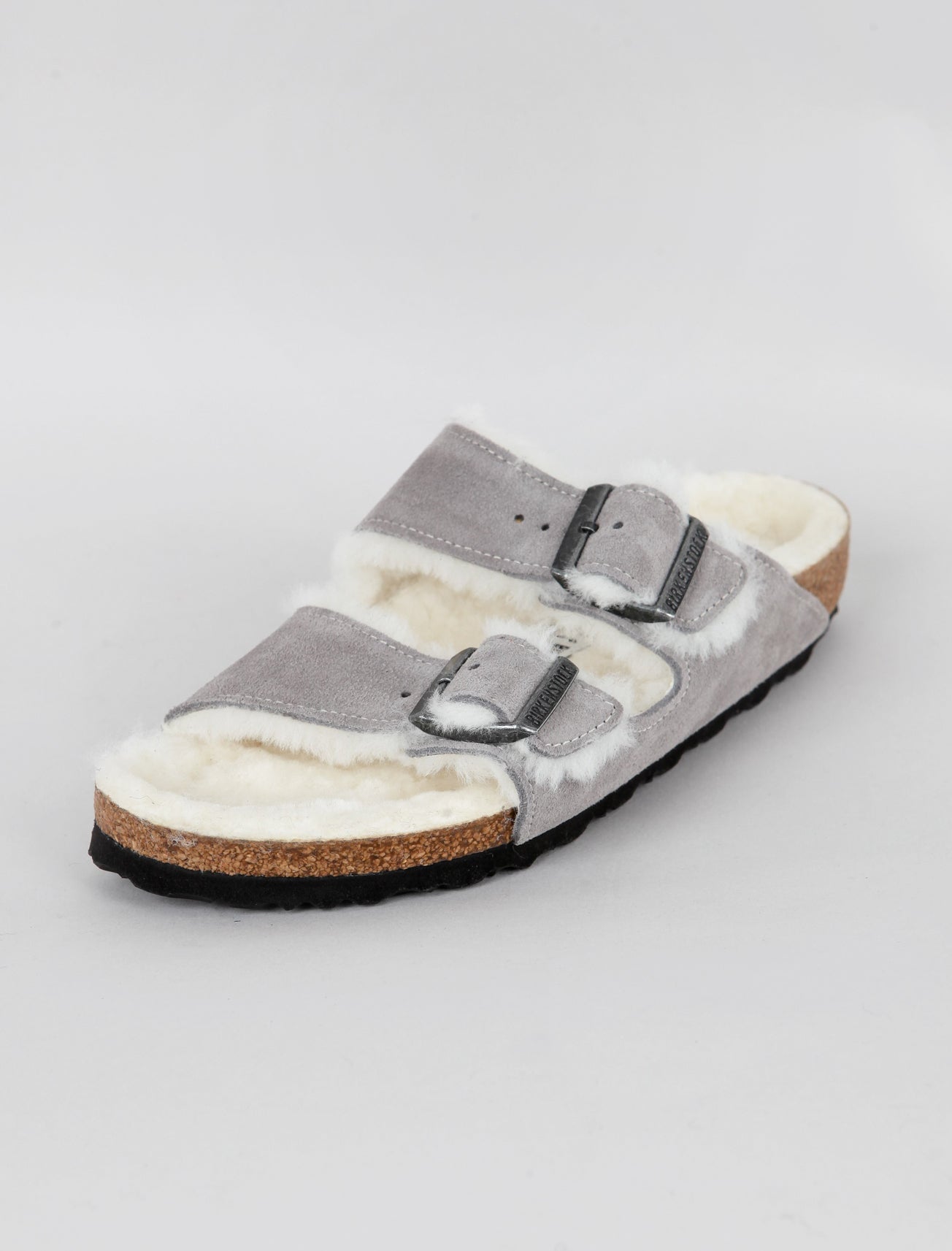 Birkenstock Arizona Shearling Sandal, Stone Suede 