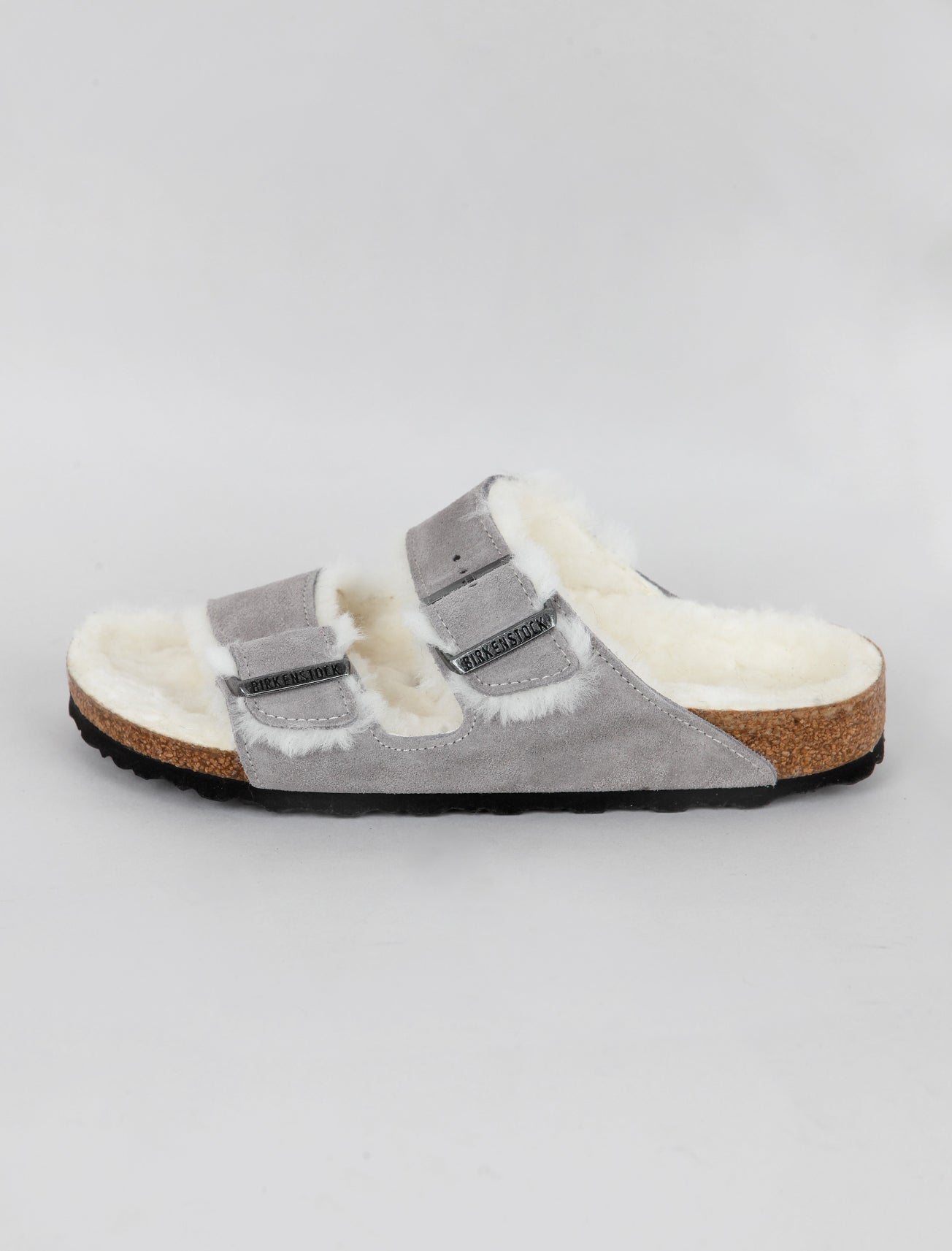 Birkenstock Arizona Shearling Sandal, Stone Suede 