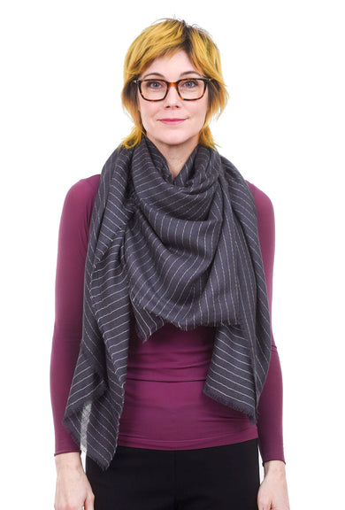 Blue Pacific Tissue Cashmere Blend Scarf, Slate Pinstripe 