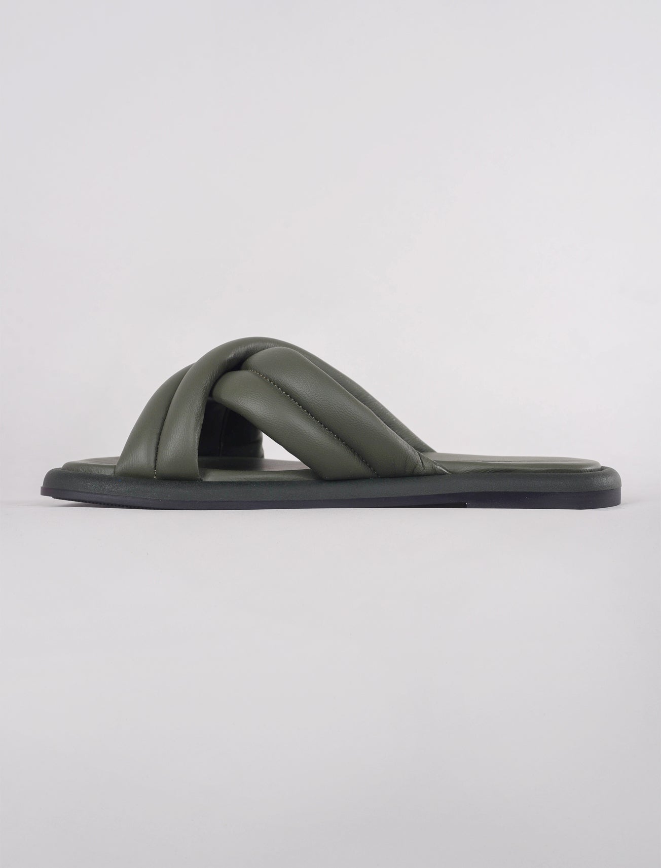 Woden Shoes Lotta Cross Mule Sandal, Algae 