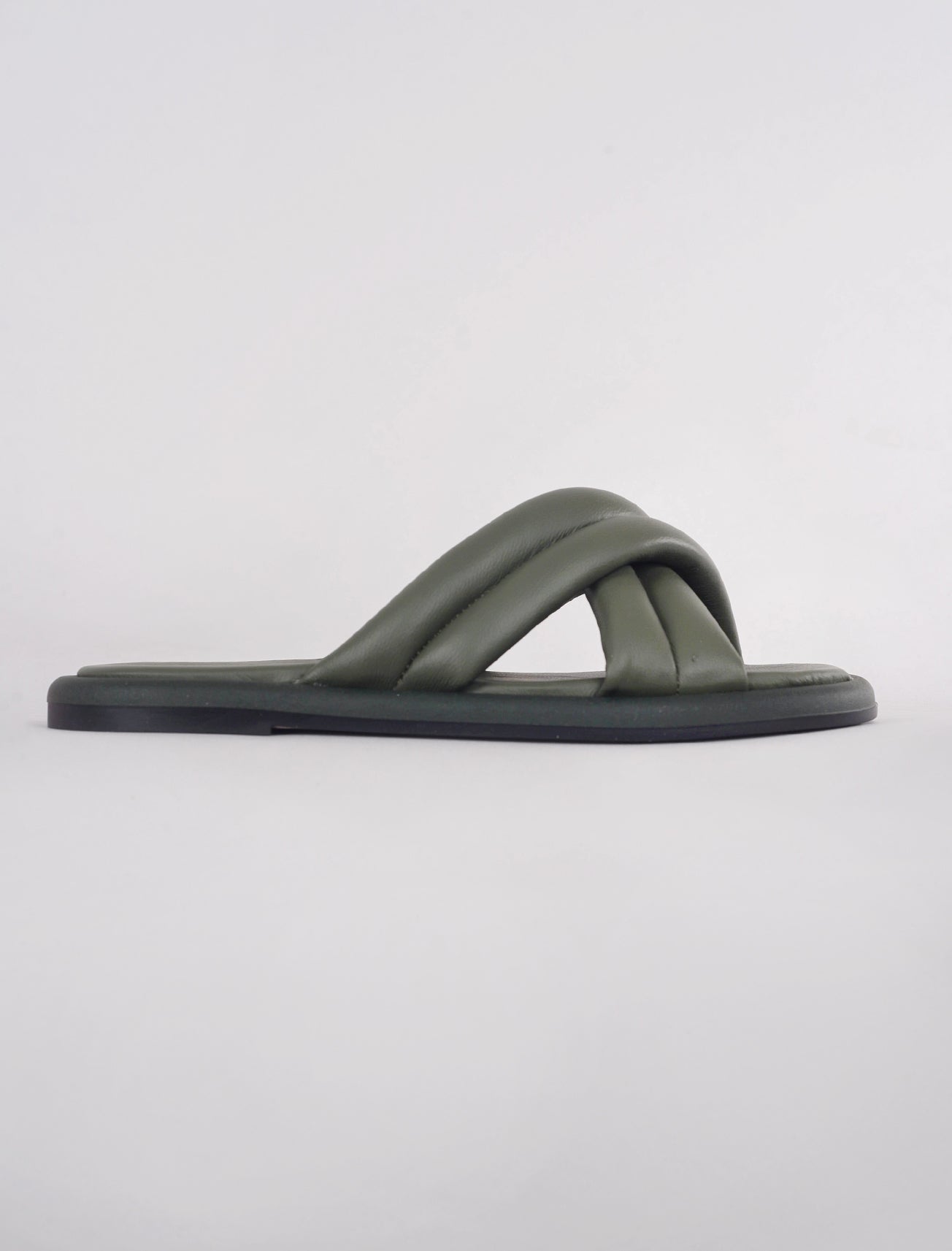 Woden Shoes Lotta Cross Mule Sandal, Algae 