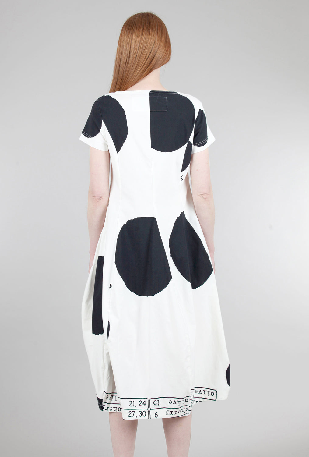 Rundholz Sig Stretch Cap-Sleeve Dress, White/Black Dot 