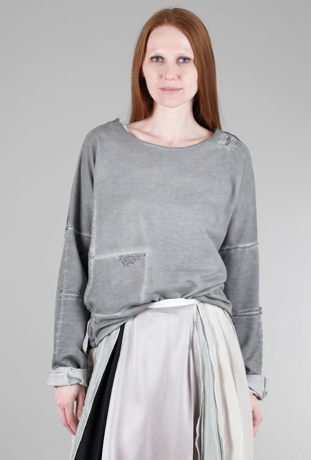 Umit Unal Slouchy French Terry Pullover, Gray Wash 