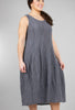 Grizas Silk-Linen Crinkle Tank Dress, Slate 
