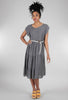 M Made in Italy Belt Detail Crepe Dress, Anthracite 