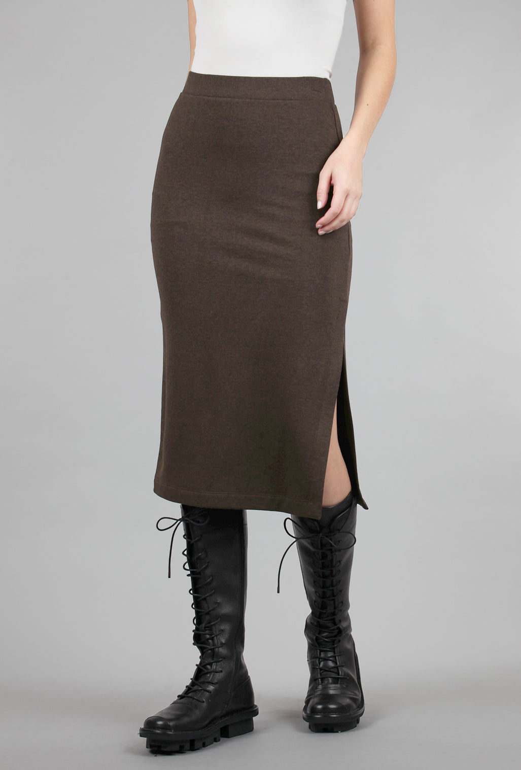 Capote Plush Midi Skirt, Brown 