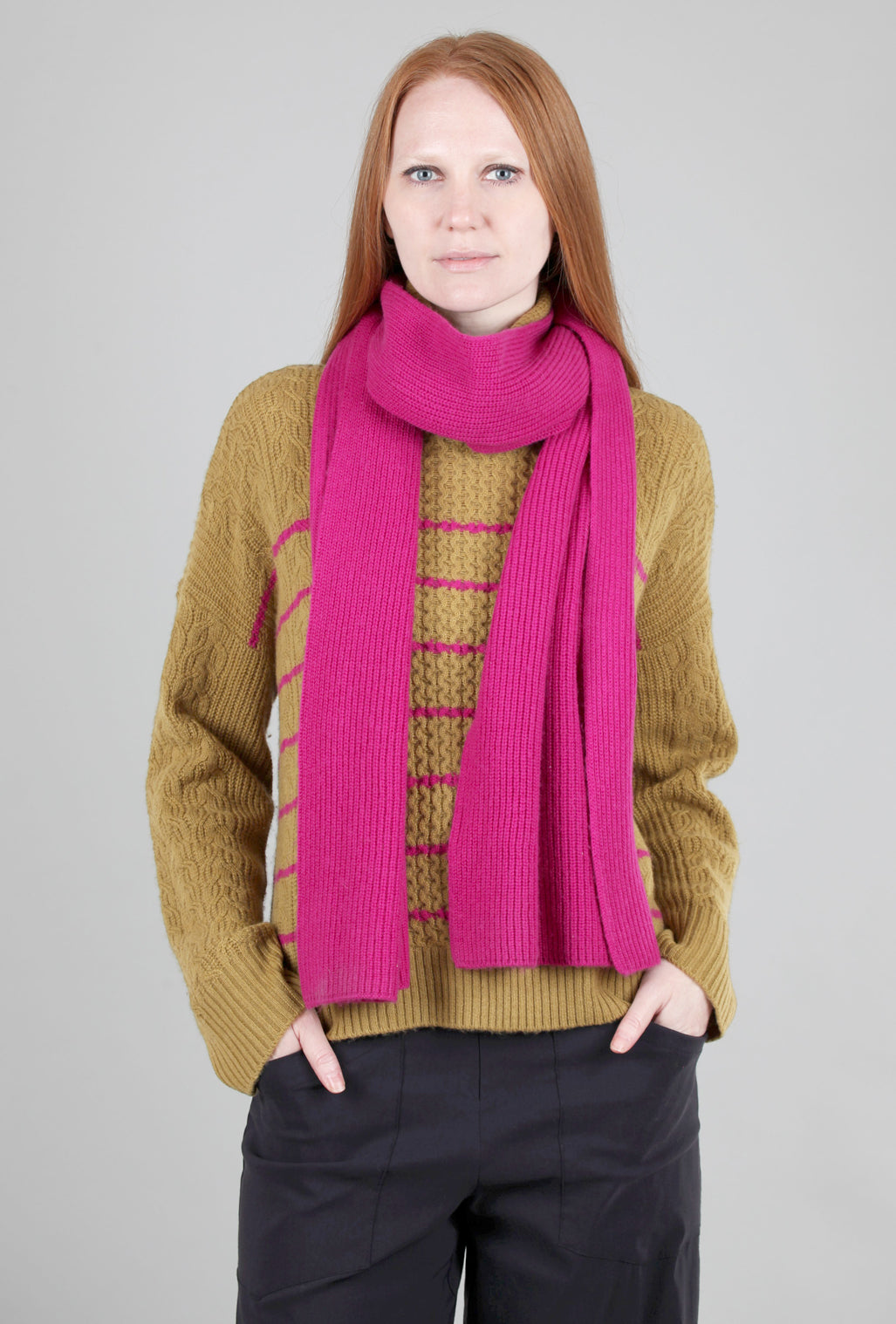 Lilla P Ribbed LP Scarf, Magenta One Size Magenta