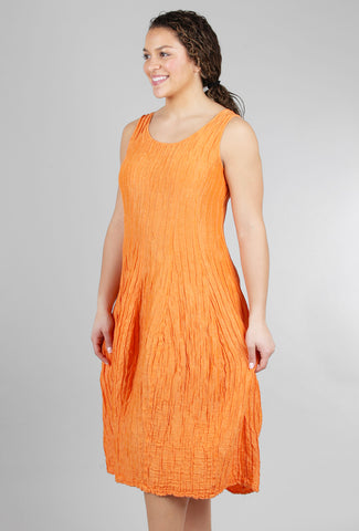 Grizas Silk-Linen Crinkle Tank Dress, Orange 