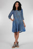 Neeru Kumar Micropleat Bodice Dress, Blue/Taupe 