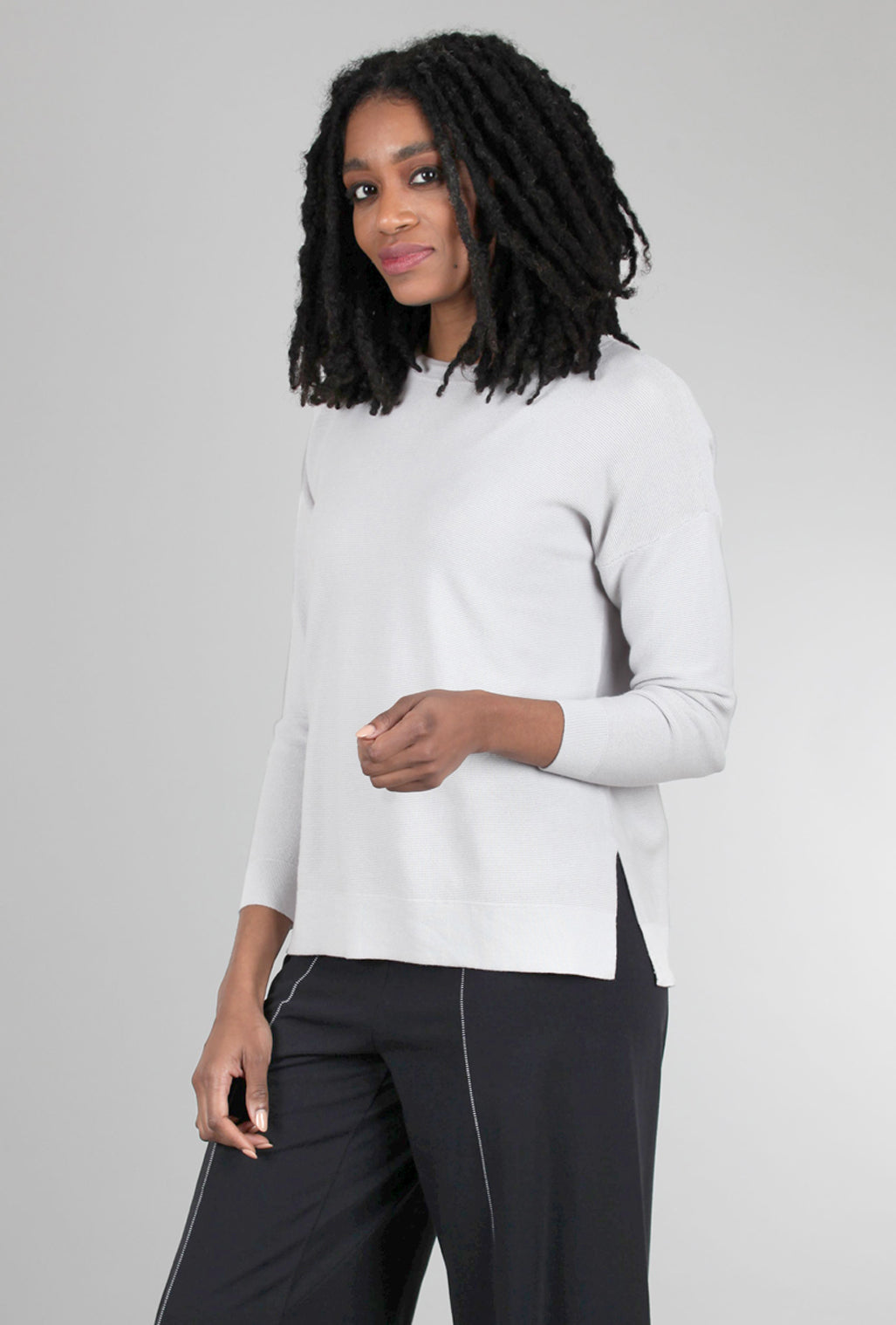 Kokun Mini Ottoman Crew Sweater, Cloud 