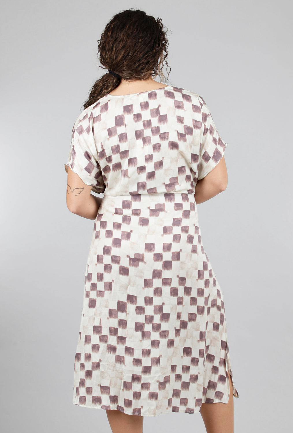 Grade & Gather Checkered Sateen Midi Dress, Wisteria 