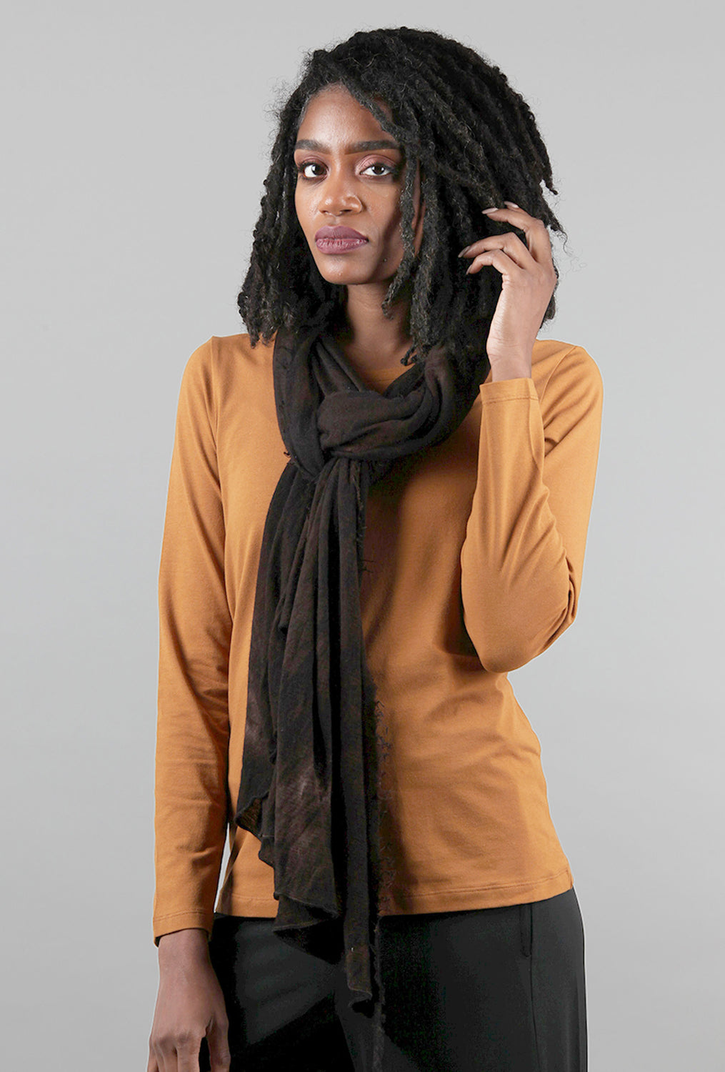 Grisal Cashmere Love Scarf, Hand-Dyed Brown 