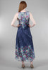 Komarov Spring Meadow Long Ruffle Dress, Indigo 
