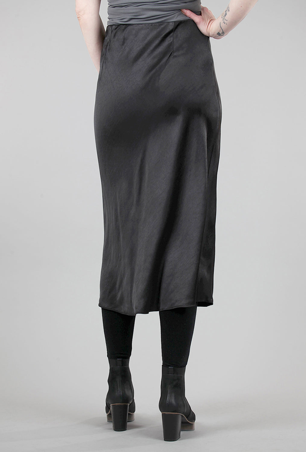 Lilla P Bias-Cut Sateen Skirt, Black 