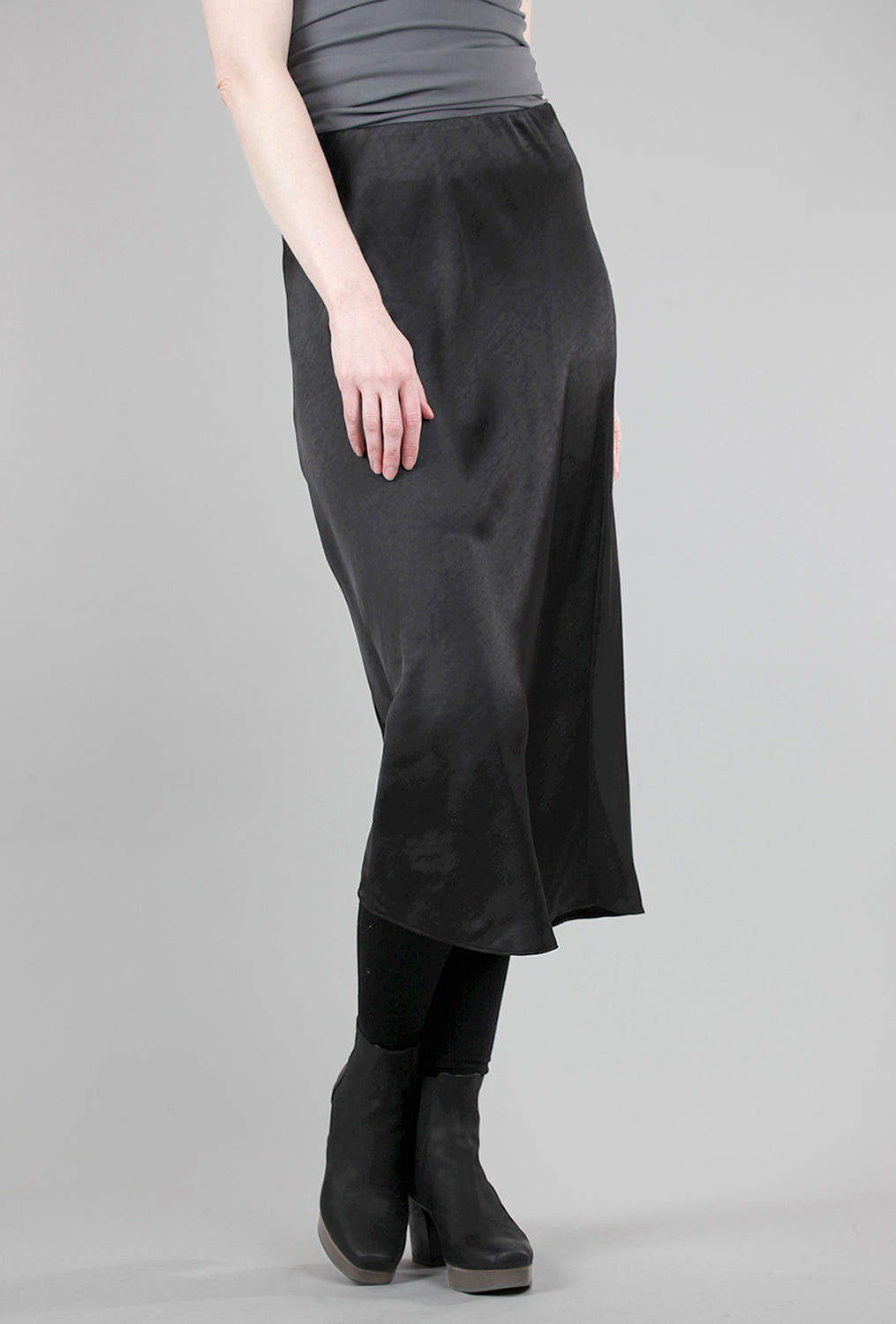 Lilla P Bias-Cut Sateen Skirt, Black 