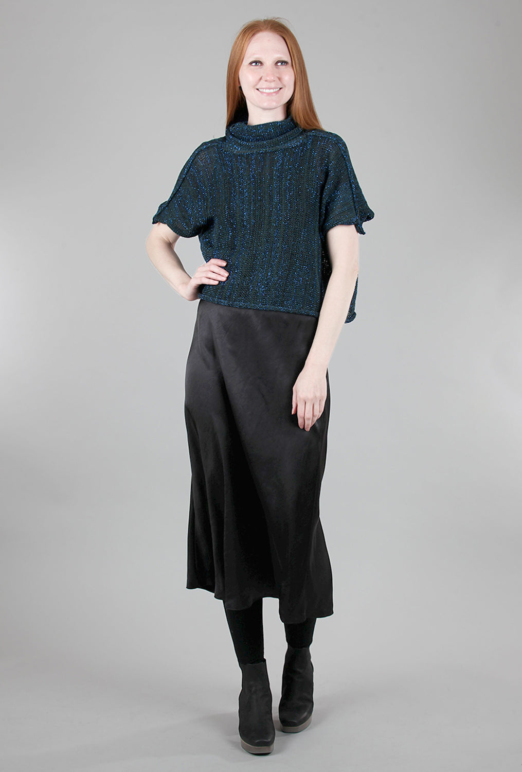 Paper Temples Abby Sparkle Sweater, Emerald Lurex 