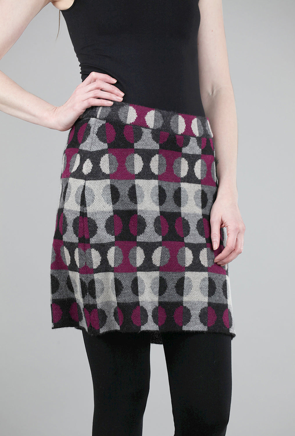 Beyond Threads Pique Dots Sweater Skirt, Magenta 