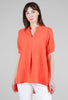 Patrizia Luca Mandarin Collar High-Low Top, Orange 