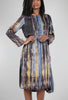 Neeru Kumar Twist-Dye Silky Dress, Blue Multi 