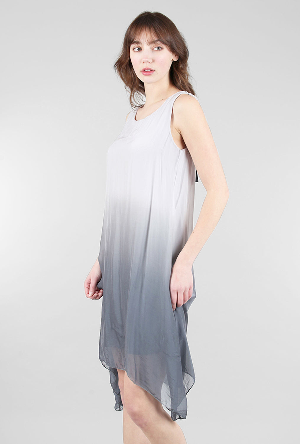 M Made in Italy Silky Swing Tank Dress, Anthracite 