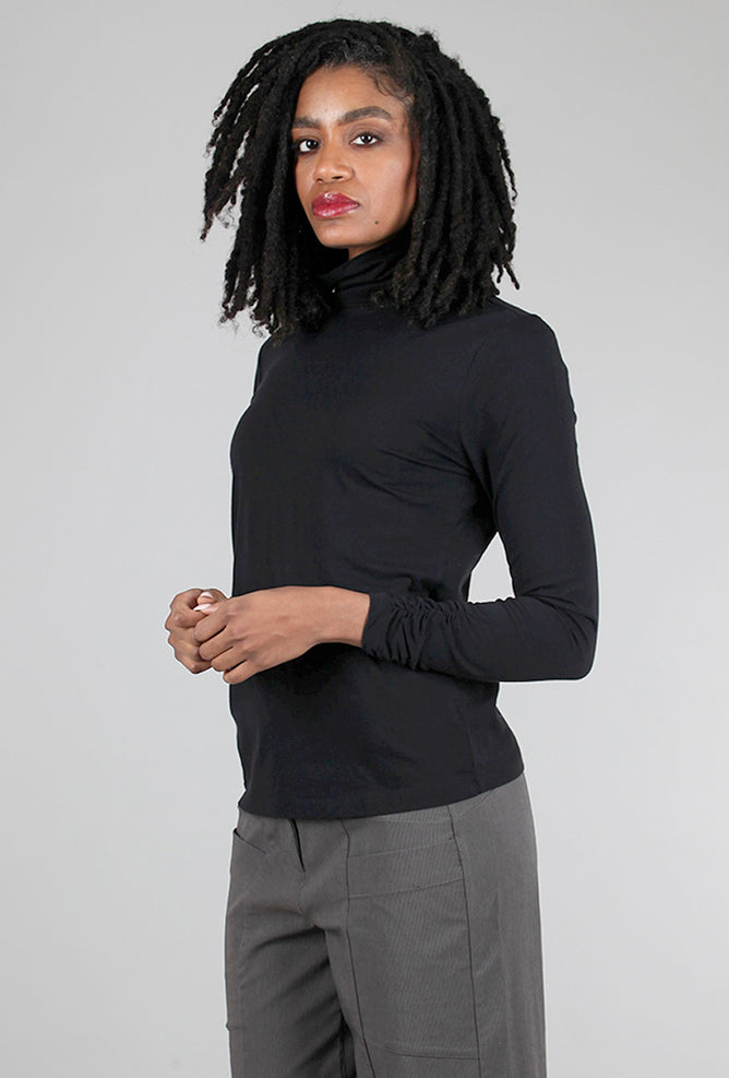 Habitat Pima Ruched Tneck, Black 