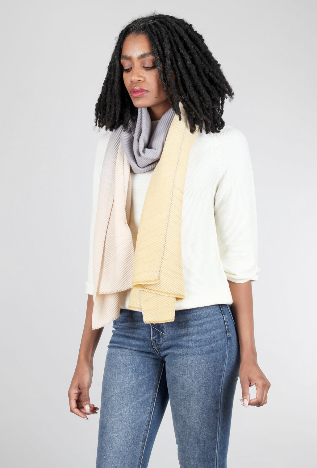 Pretty Persuasions Toasty Fun Ombre Scarf, Sand/Cream Sand 