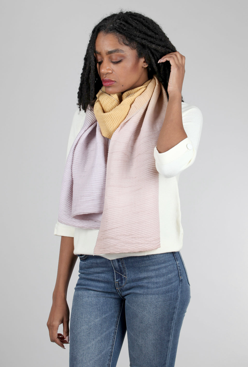 Pretty Persuasions Toasty Fun Ombre Scarf, Mustard/Beige Mustard 