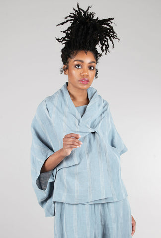 Moyuru Stitch Stripe Drape Vest/Jacket, Blue 
