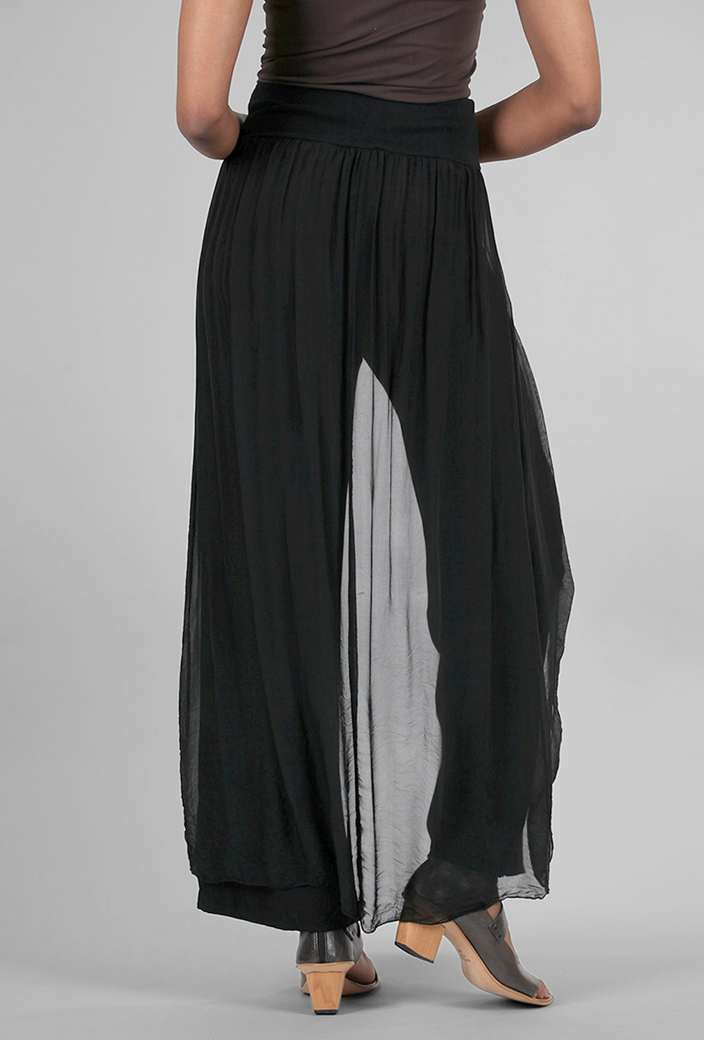 Look Mode Silky Skirt Overlay Pant, Black 