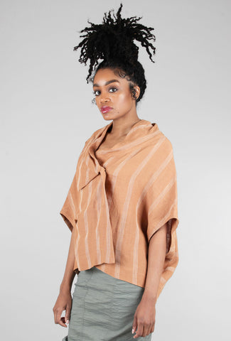 Moyuru Stitch Stripe Drape Vest, Terracotta 