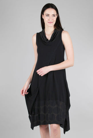 Luukaa Dot Cowl Asym Dress, Black 