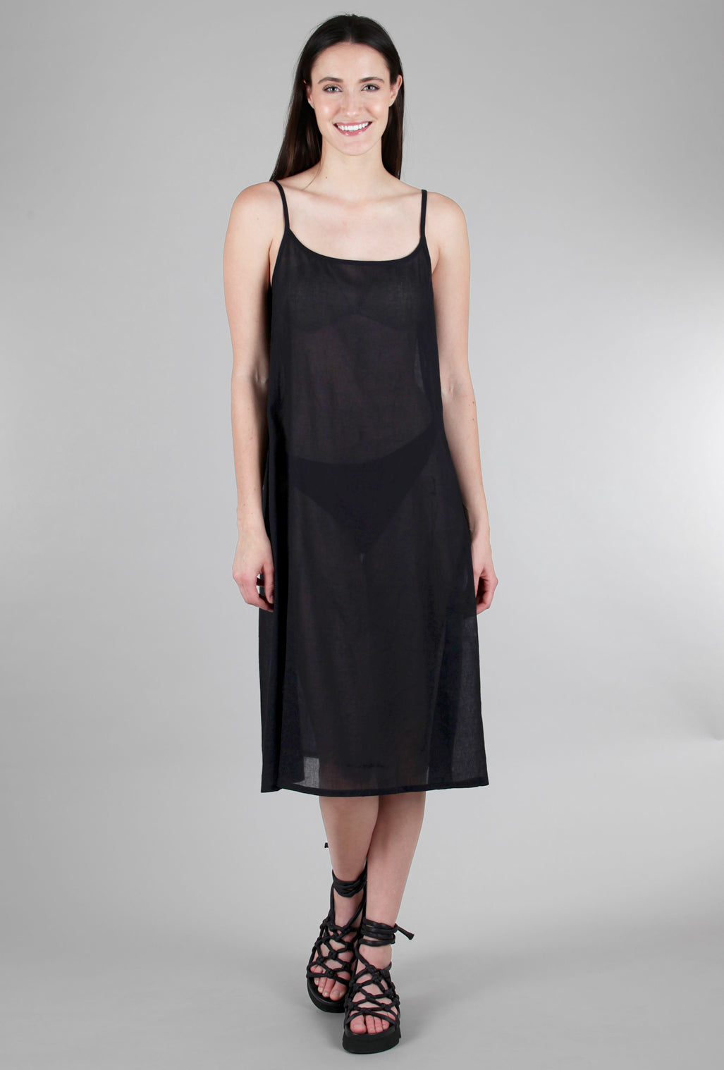 Neeru Kumar Longer Cotton Slip, Black 