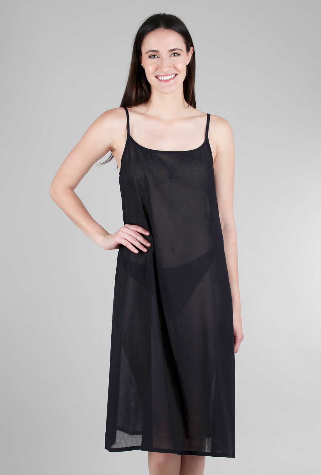 Neeru Kumar Longer Cotton Slip, Black 