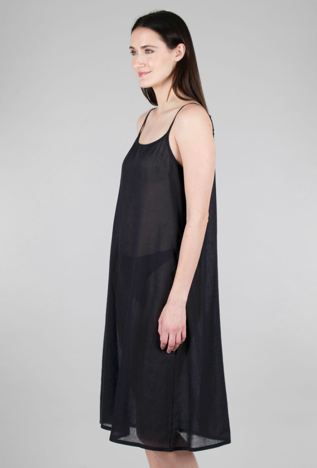 Neeru Kumar Longer Cotton Slip, Black 