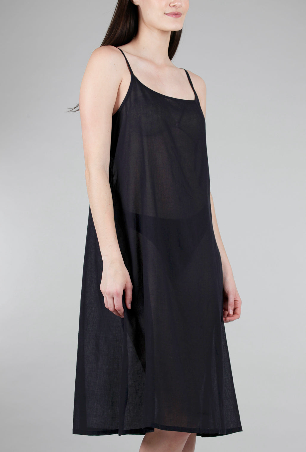 Neeru Kumar Longer Cotton Slip, Black 