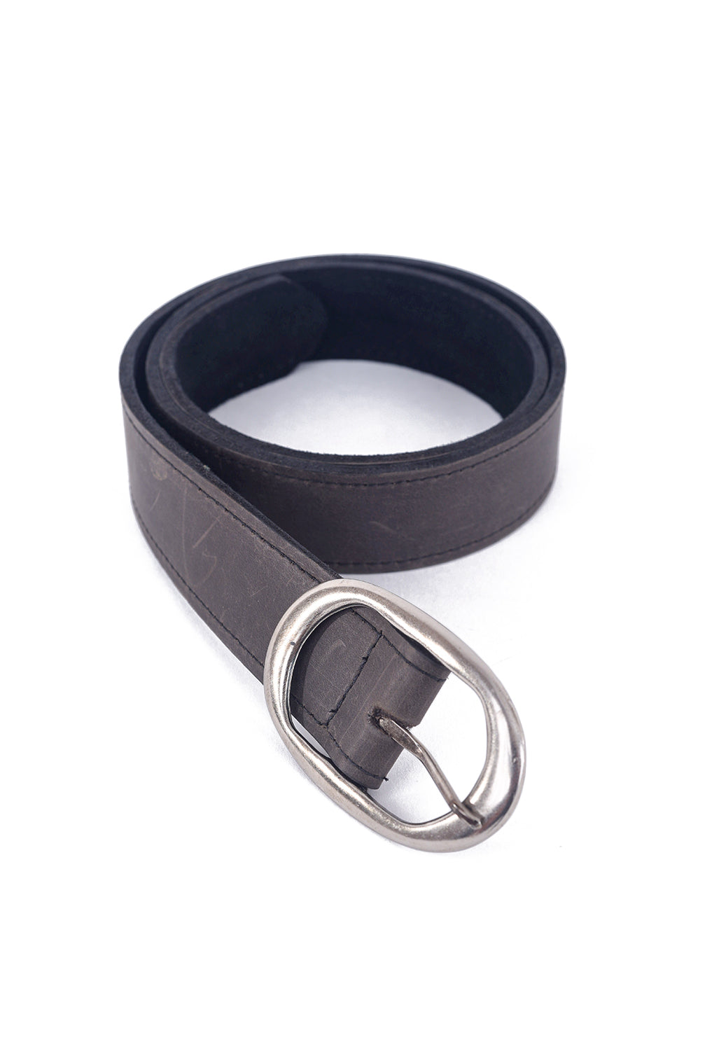 Kim White Oval Classic Belt, Dark Gray 