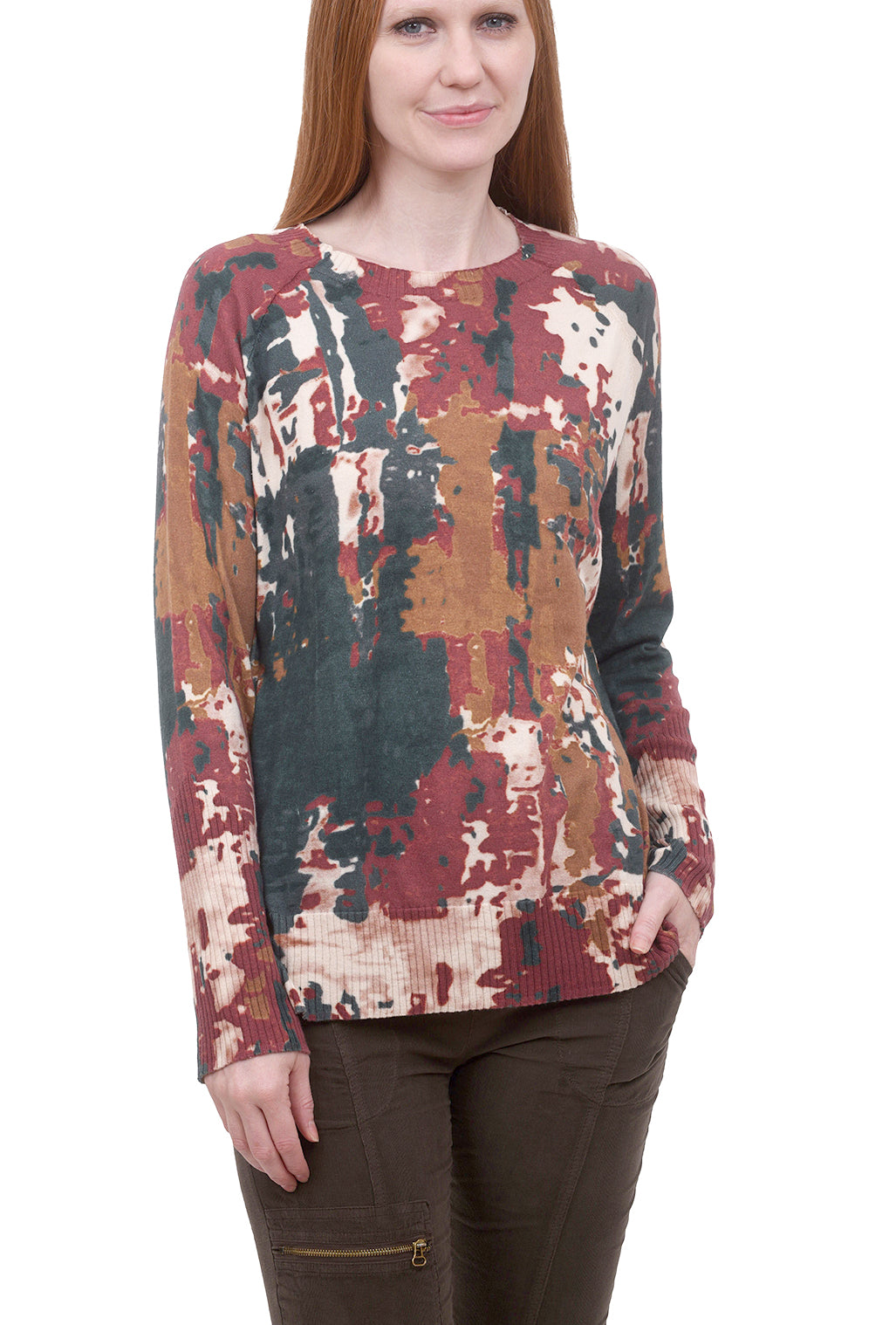 Caryn Vallone Vortex Slash Neck Sweater, Sequoia 