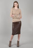 Enza Costa Vegan Leather Midi Skirt, Chocolate 